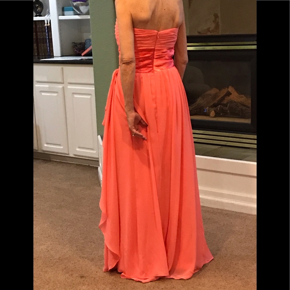 Full length coral strapless down